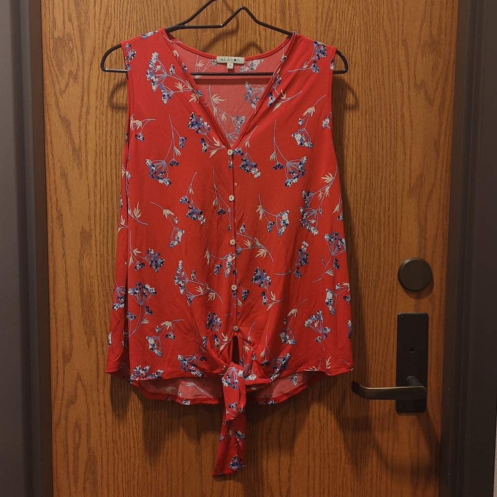Beacon Estella Button Down Tie Front Knit Tank